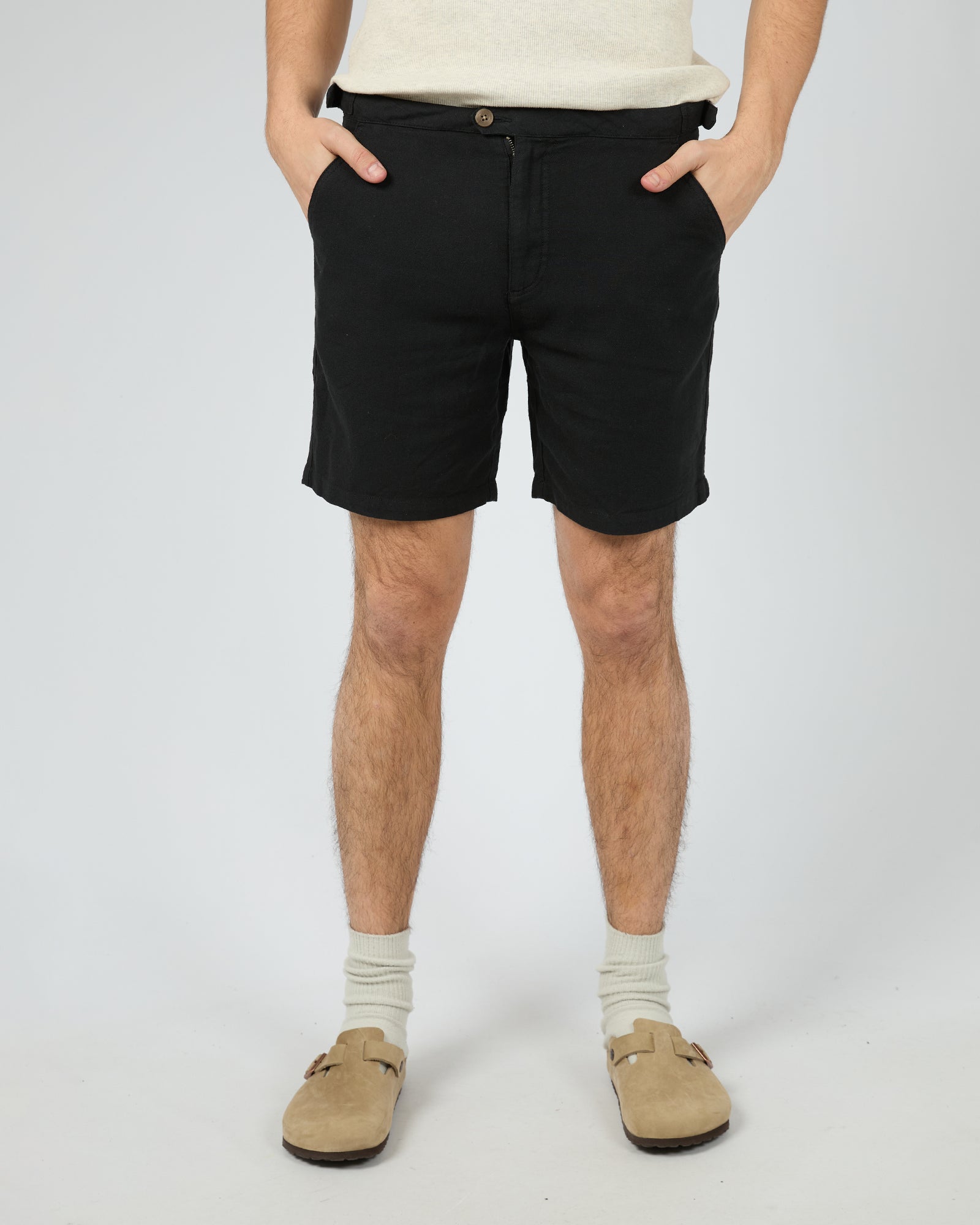 Tab Linen Short Black