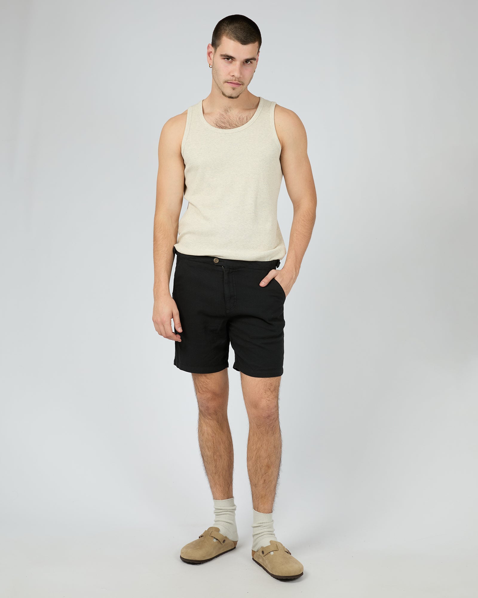 Tab Linen Short Black