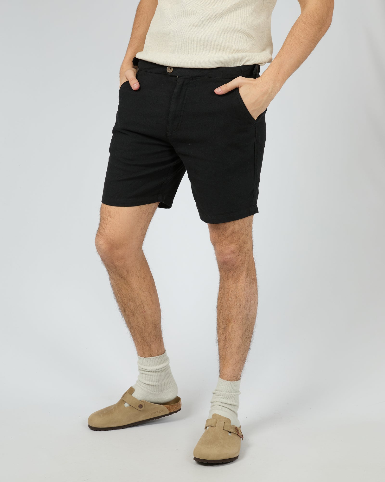 Tab Linen Short Black