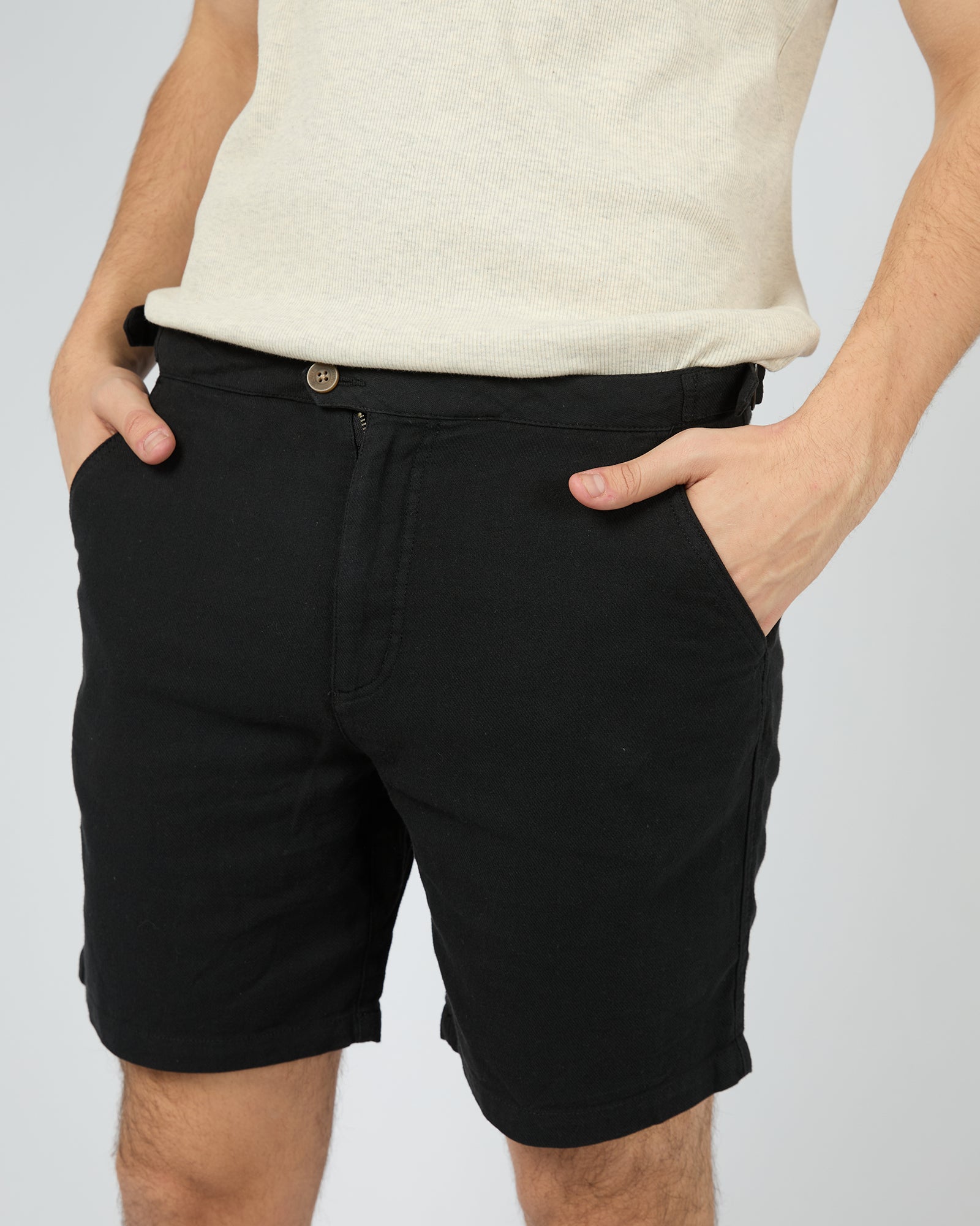 Tab Linen Short Black