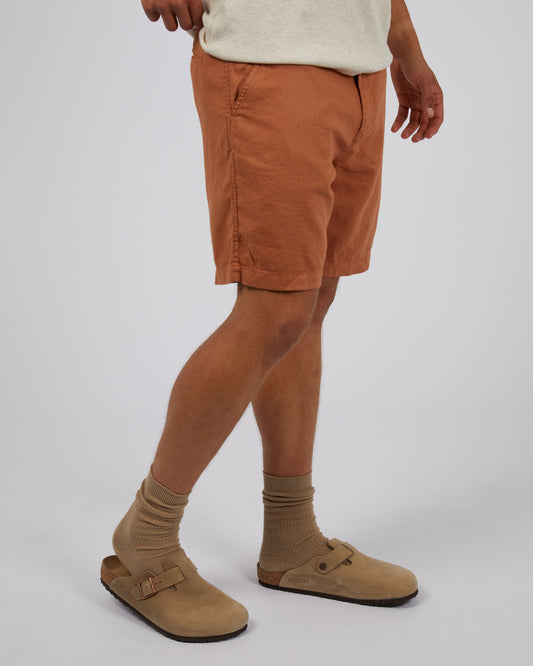 Tab Linen Short Tan