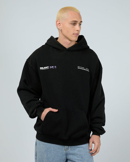 Worldwide Hoodie Washed Black