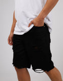 Ripped Relaxed Short Washed Black