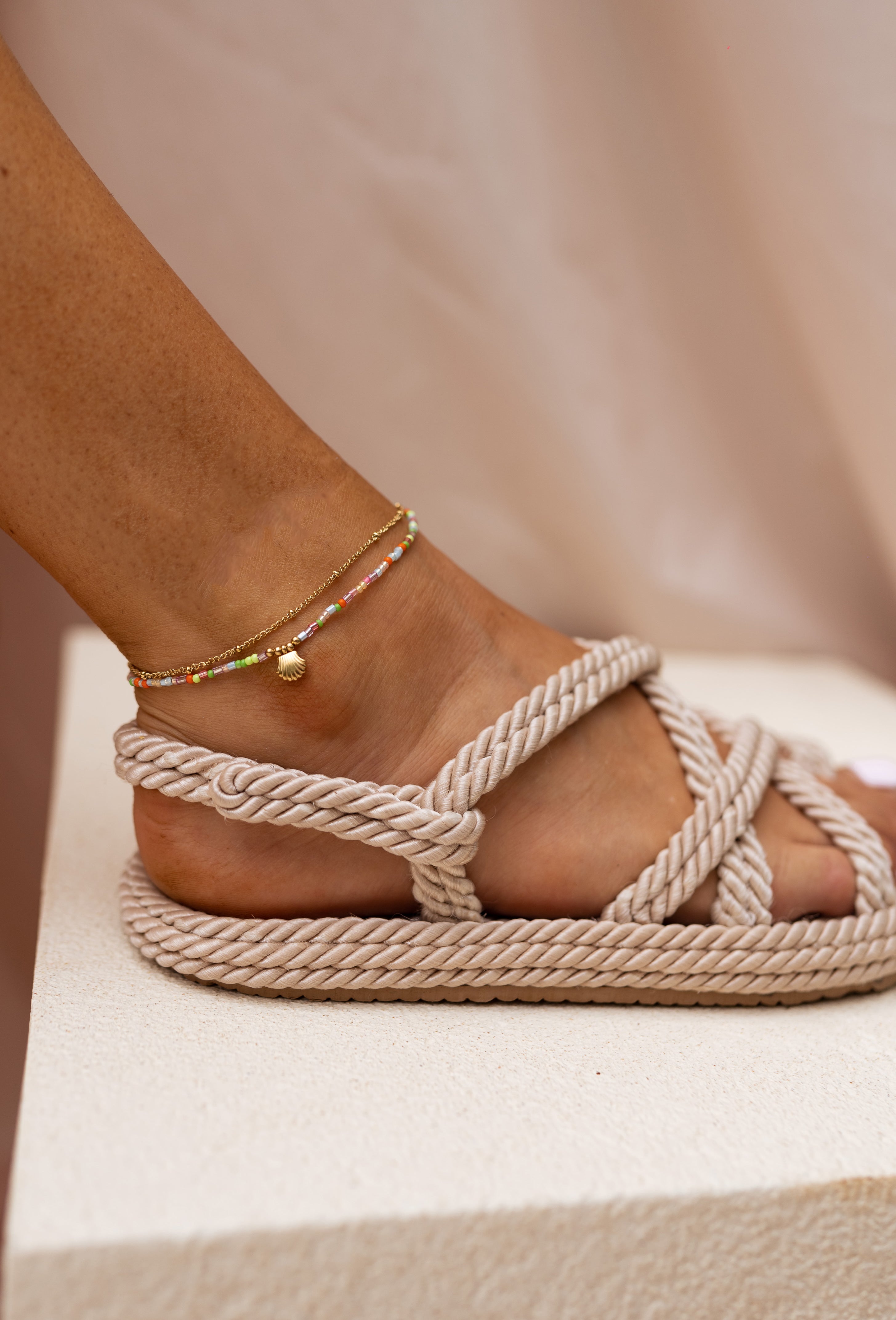 Multicolor and Golden Gunzo Anklet