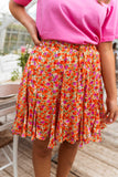 Orange Floral Henley Skirt