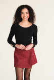 Burgundy Simon Tweed Skort