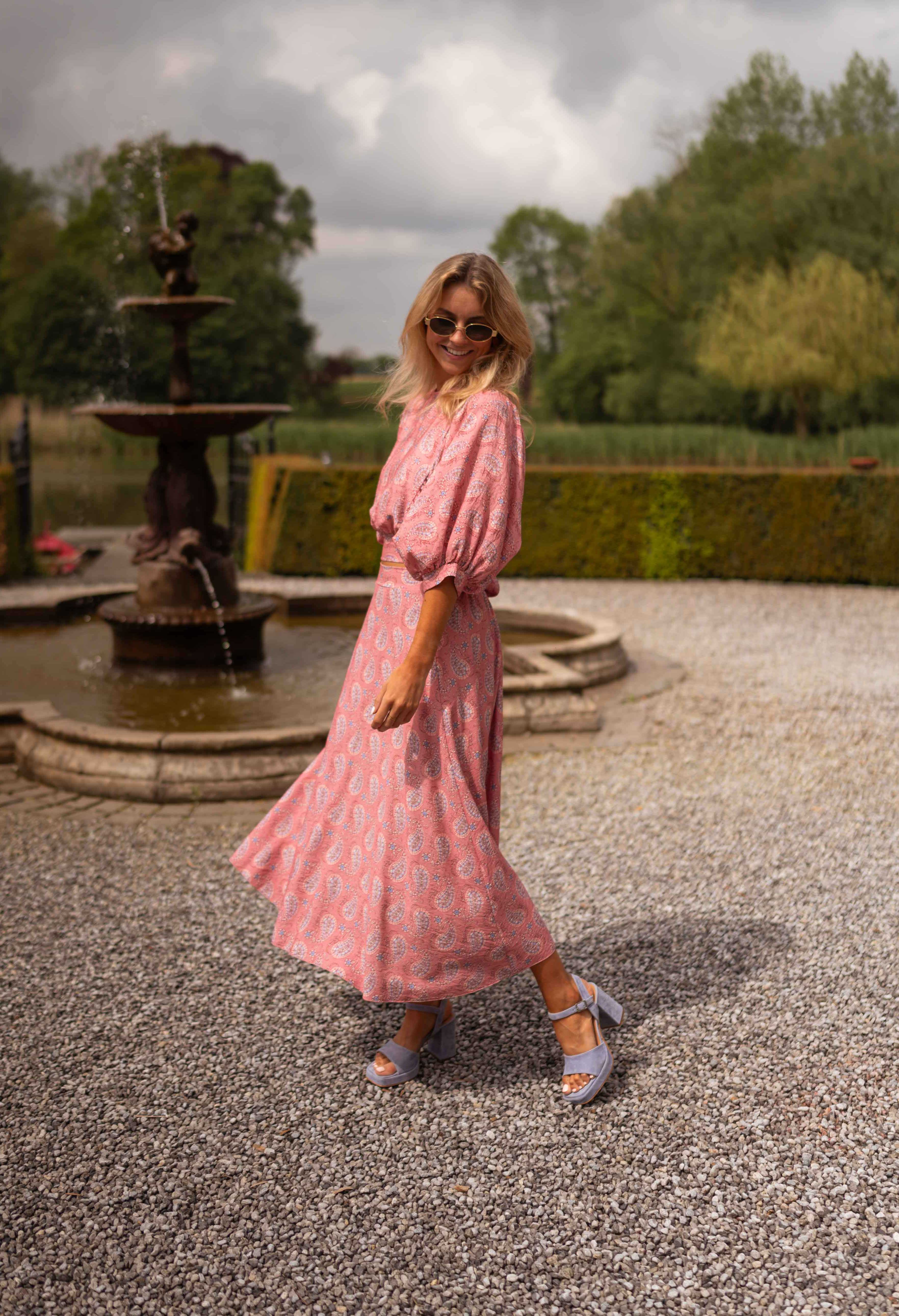 Pink Patterned Larou Skirt