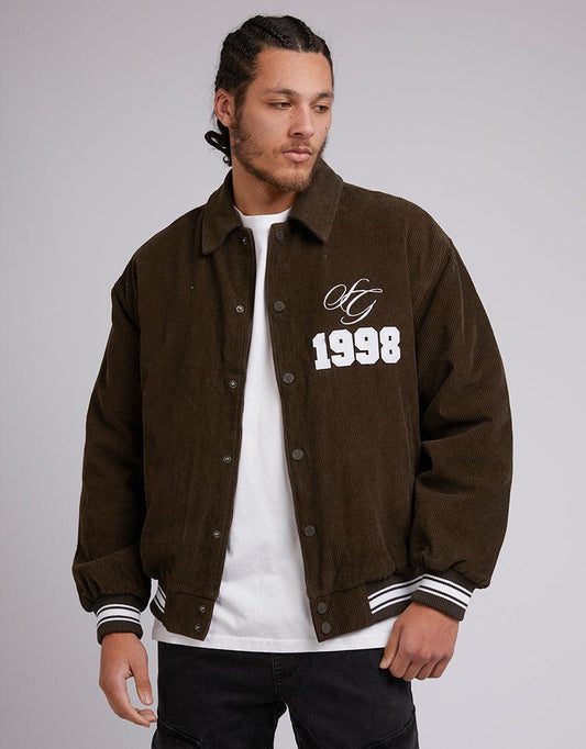 Cord Varsity Jacket Brown