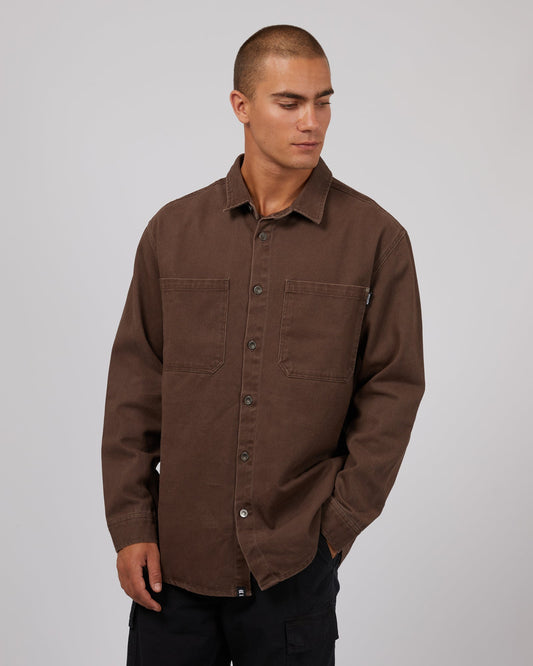 Riot Long Sleeve Overshirt Brown