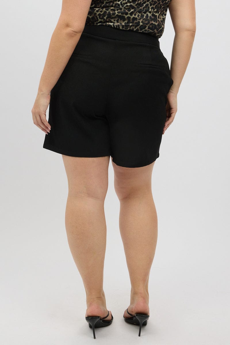 Black Tailored Longline Shorts