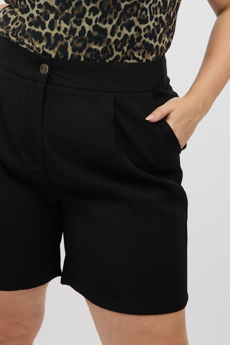 Black Tailored Longline Shorts