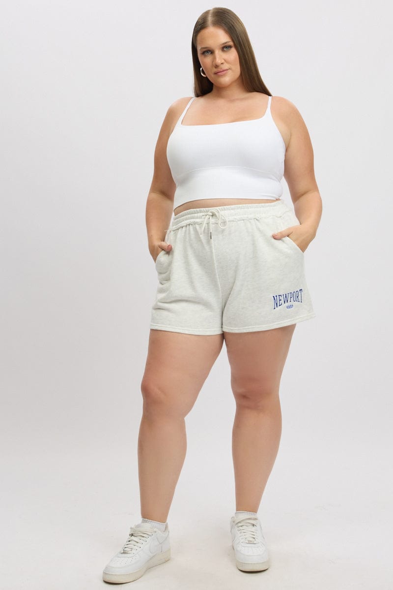 Grey Newport Embroidered Terry Track Shorts