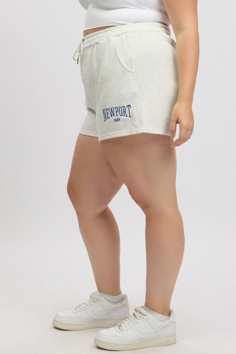 Grey Newport Embroidered Terry Track Shorts