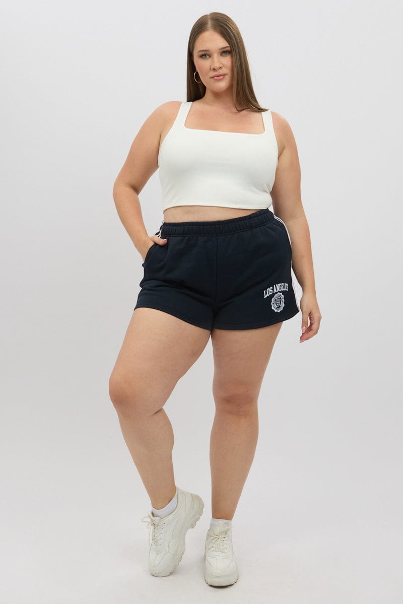 Blue LA Embroidered Active Track Shorts