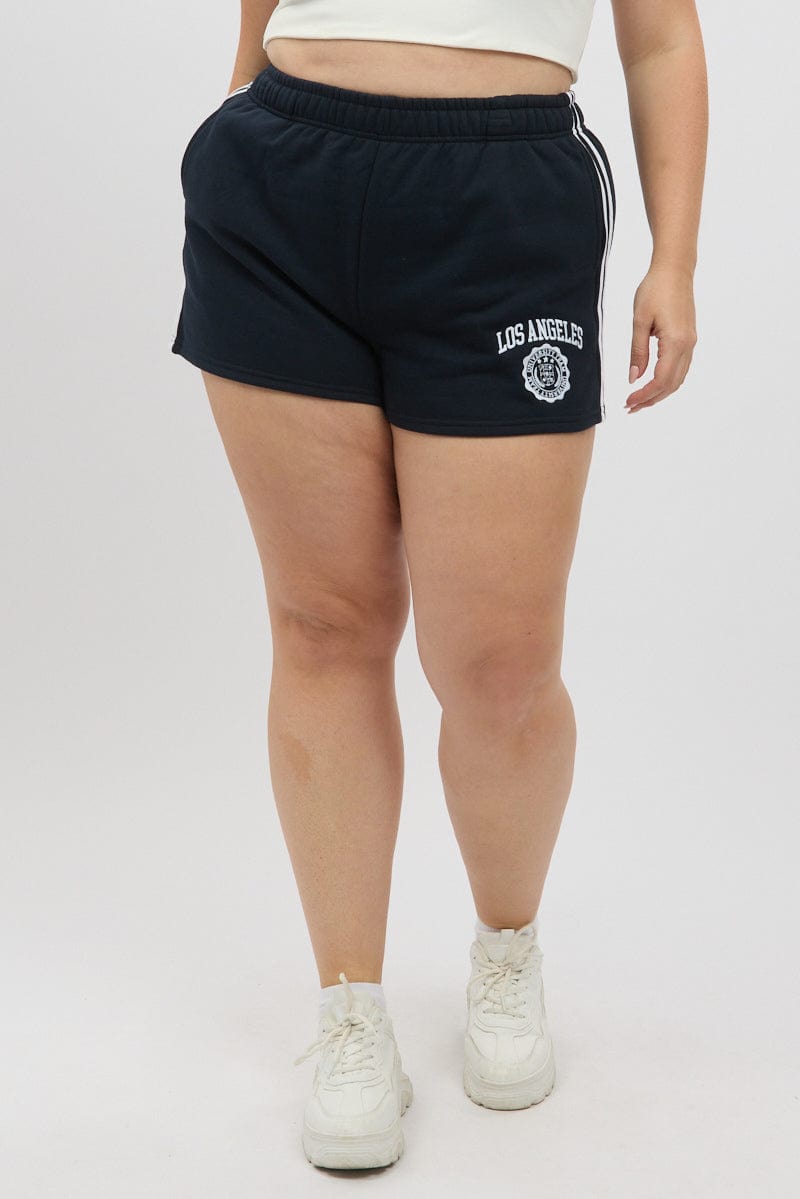 Blue LA Embroidered Active Track Shorts