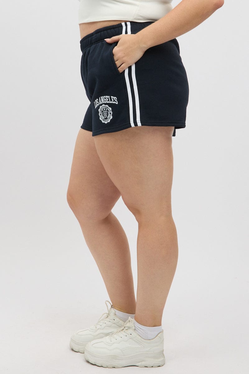 Blue LA Embroidered Active Track Shorts