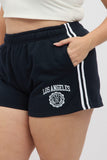 Blue LA Embroidered Active Track Shorts