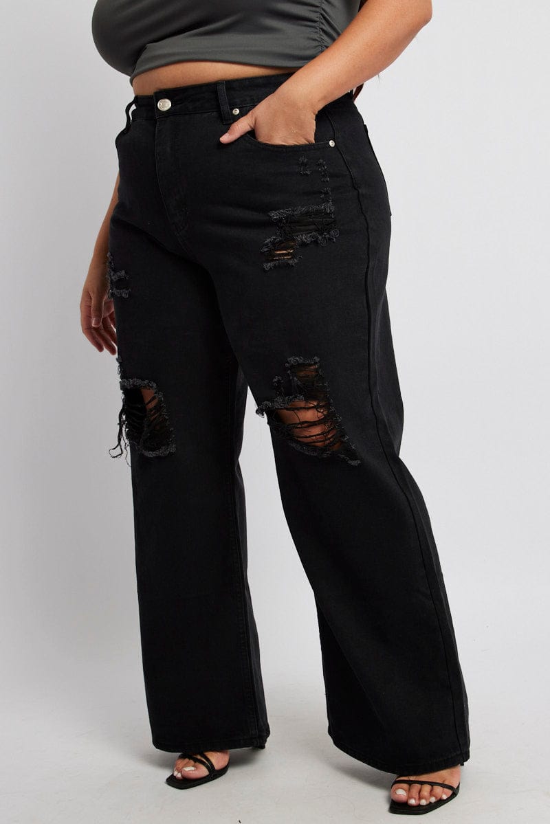 Black Wide Leg Jeans High Rise