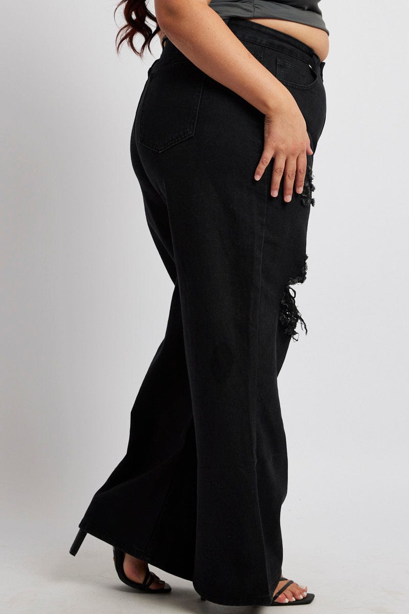 Black Wide Leg Jeans High Rise