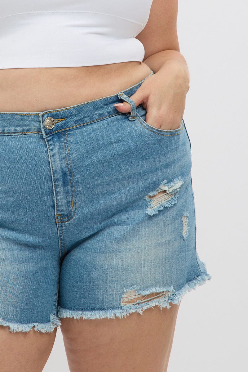 Denim Skinny Shorts High rise