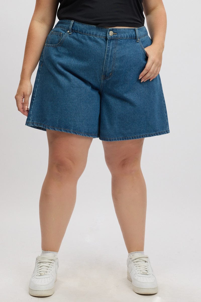 Denim Relaxed Shorts High Rise