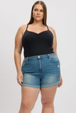 Denim Skinny Shorts High Rise Stretched