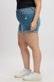 Denim Skinny Shorts High Rise Stretched