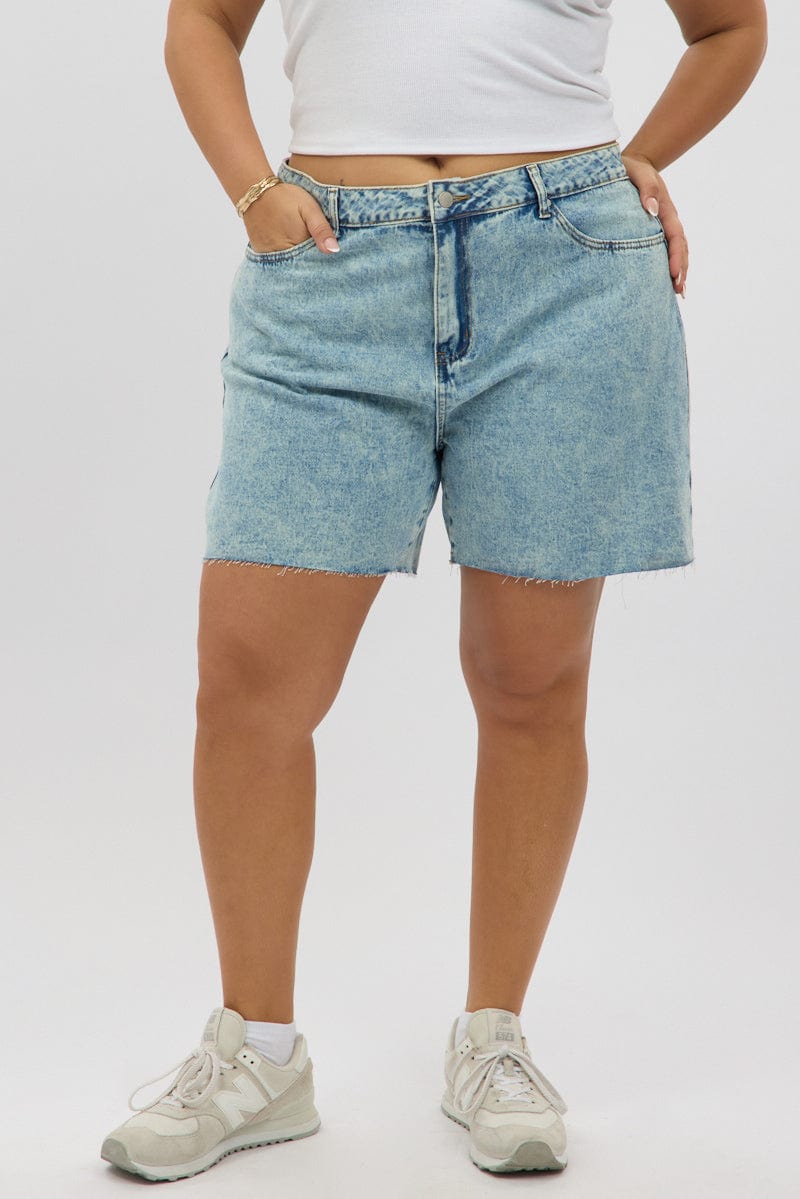 Denim Jorts Shorts Mid Rise