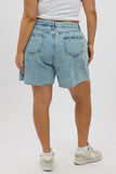 Denim Jorts Shorts Mid Rise