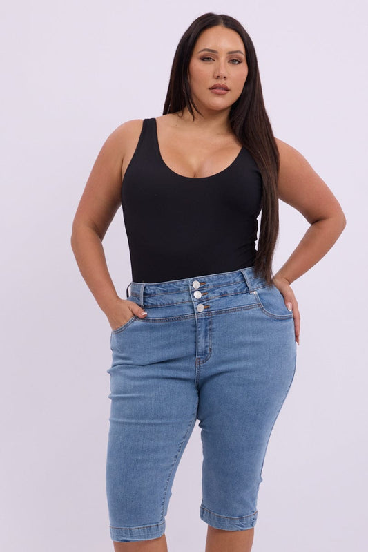 Denim Capri Jeans High Rise