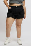 Black Knee Length Shorts High Rise