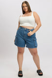 Denim Cargo Shorts High Rise