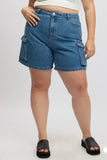 Denim Cargo Shorts High Rise