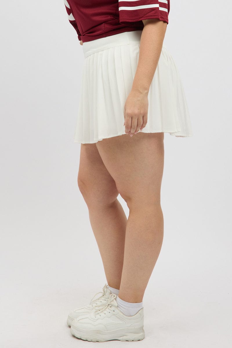 White Pleated Tennis Skirt with Shorts Underneath