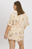 Beige Abstract Relaxed Shirt Short Sleeve Linen Blend