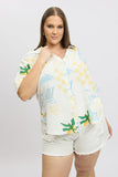 Yellow Abstract Relaxed Shirt Short Sleeve