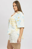 Yellow Abstract Relaxed Shirt Short Sleeve