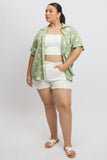 Green Abstract Relaxed Shirt Short Sleeve