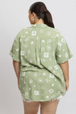 Green Abstract Relaxed Shirt Short Sleeve