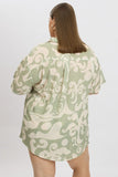 Green Abstract Relaxed Shirt Short Sleeve Linen Blend