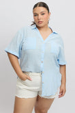 Blue Relaxed Shirt Short Sleeve Pocket