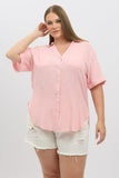 Pink Relaxed Shirt Short Sleeve Pocket