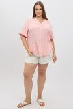 Pink Relaxed Shirt Short Sleeve Pocket