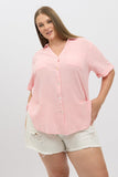 Pink Relaxed Shirt Short Sleeve Pocket