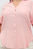 Pink Relaxed Shirt Short Sleeve Pocket