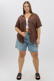 Brown Relaxed Shirt Short Sleeve