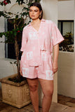 Pink Abstract Relaxed Shirt Short Sleeve Linen Blend