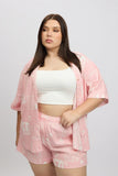 Pink Abstract Relaxed Shirt Short Sleeve Linen Blend