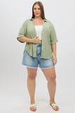 Green Relaxed Shirt Short Sleeve Textured