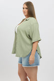 Green Relaxed Shirt Short Sleeve Textured